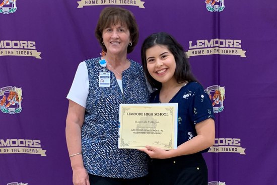 Lemoore High School's Hanna Villegas, a scholarship recipient with Mary Anne Ford Sherman.